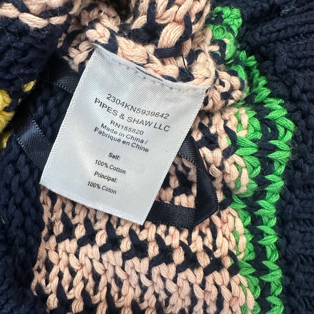 Veronica Beard Voya Knit Tank Medium Striped Crochet Cotton Boho Fishermen Artsy - Picture 8 of 11
